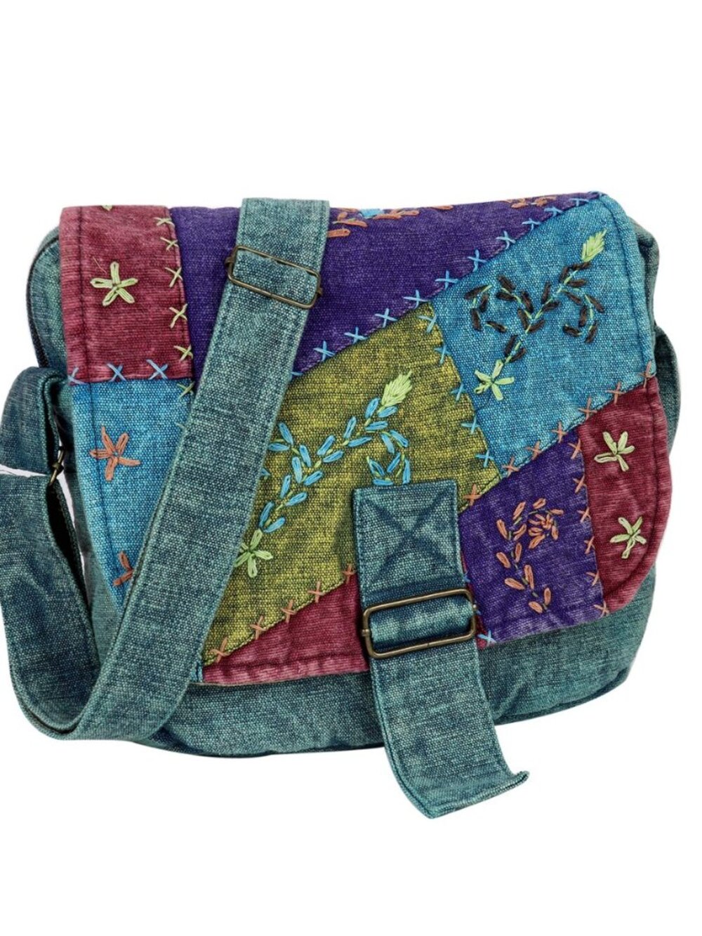 Handmade Cotton shoulder bag, Messenger Style multicolor, hand work Cross body